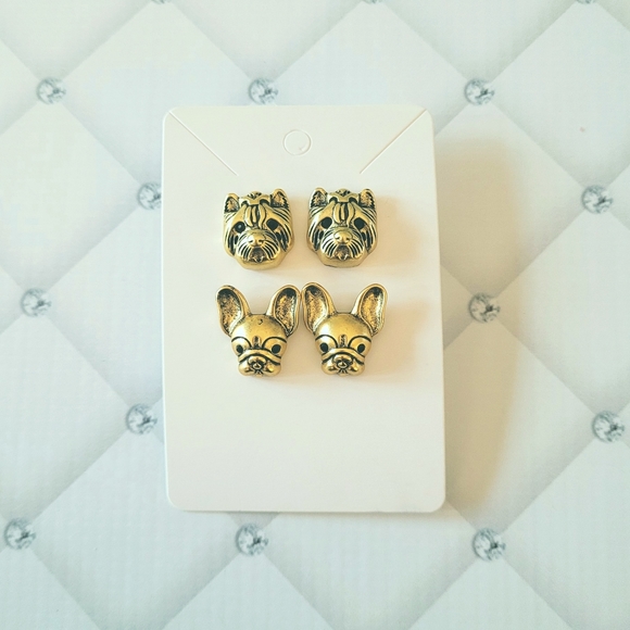2/$20🌼 2 Pairs of Puppy Dog Earrings Studs NWOT - Picture 4 of 4